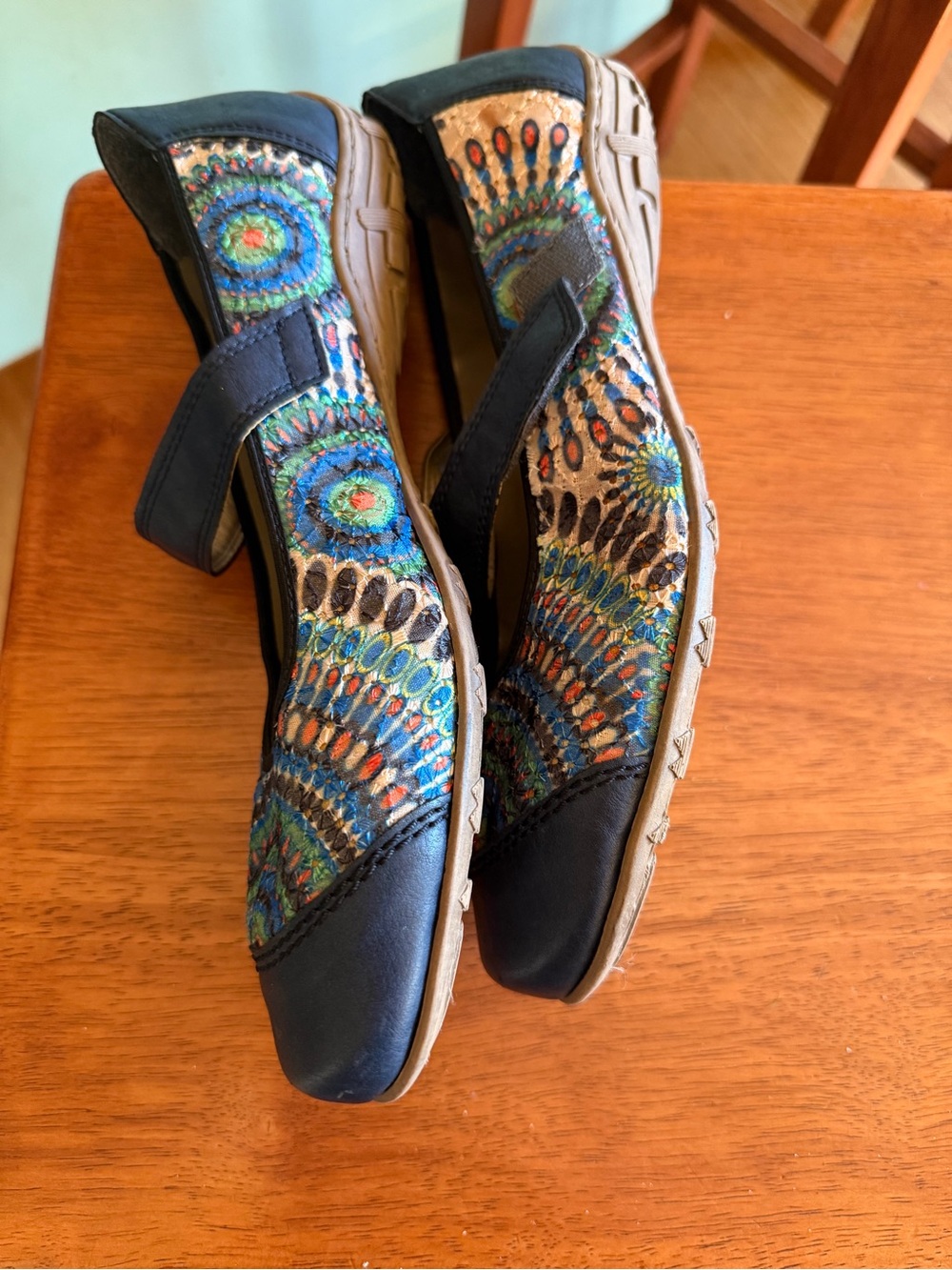 Rieker Anti-Stress Navy Multicolor Mary Jane Flats with Strap 42 - Picture 3 of 8